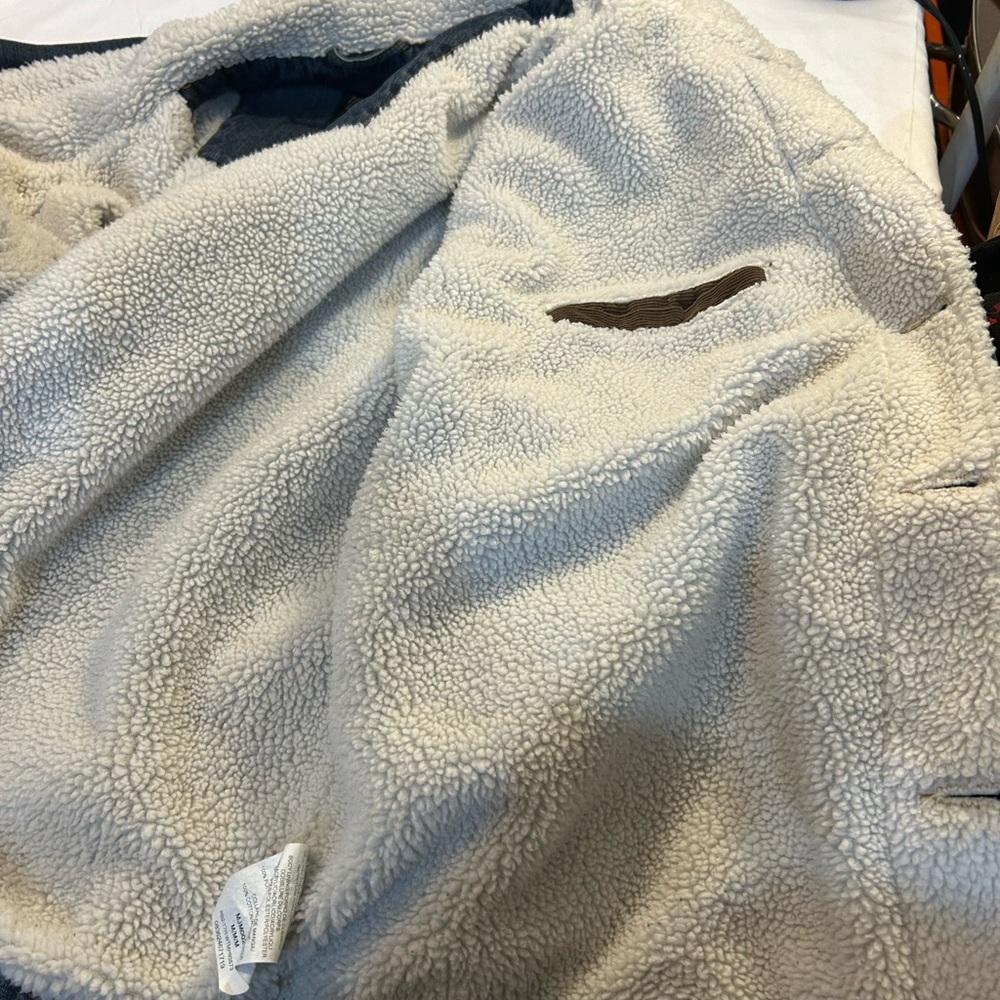 Wrangler Men's Dark Blue Denim Jacket with Cream Sherpa Lining - Picture 7 of 11